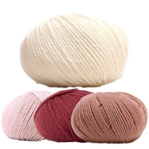 Stickad klänning Emily - garnpaket i Bluum Pure Eco Baby Wool Stickning 1 år Dus rosa/Plommon/Dus gammelrosa