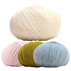 Stickad klänning Emily - garnpaket i Bluum Pure Eco Baby Wool Stickning 1 år Dus rosa/Vårgrön/Dus blå