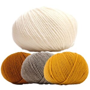 Stickad klänning Emily - garnpaket i Bluum Pure Eco Baby Wool Stickning 1 år Ockra/Beige/Majsgul