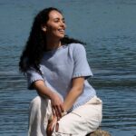 Stickad Topp Blåklocka till dam - garnpaket i Bluum Soft Merino Ull