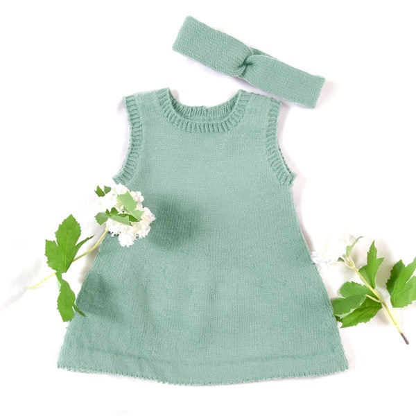 Stickad tunika med hårband - garnpaket i Bluum Soft Merino Ull