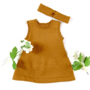 Stickad tunika med hårband - garnpaket i Bluum Soft Merino Ull