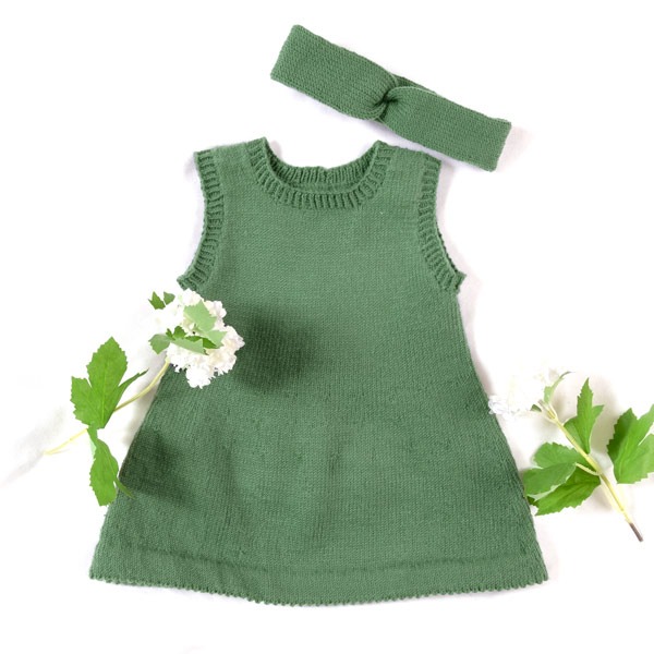 Stickad tunika med hårband - garnpaket i Bluum Soft Merino Ull