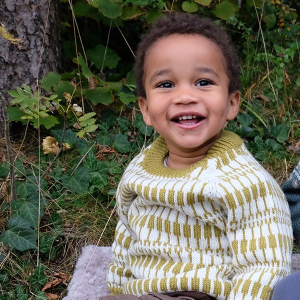 Stickad tröja Lärka - garnpaket i Bluum Pure Eco Baby Wool