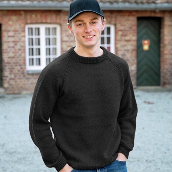 Stickad tröja Ultimat till män Svart - garnpaket i Bluum Soft Merino Ull