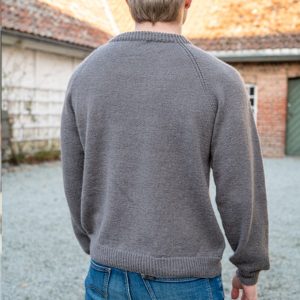 Stickad tröja Ultimat till män Grå melerad - garnpaket i Bluum Soft Merino Ull