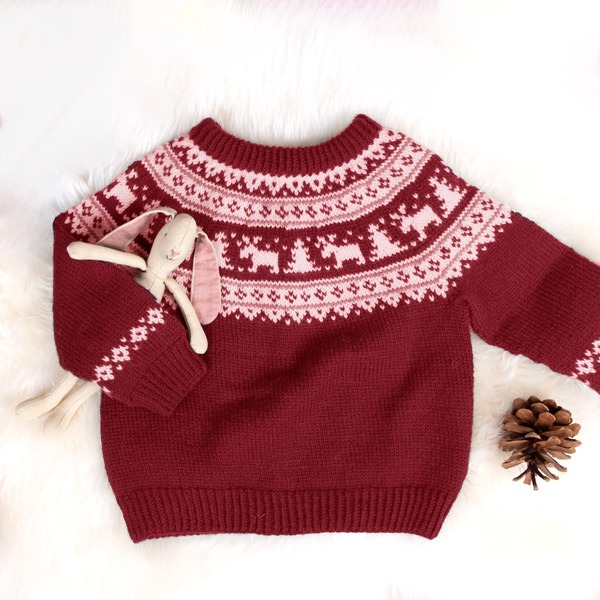 Stickad tröja Vinternatt - garnpaket i Bluum Pure Eco Baby Wool