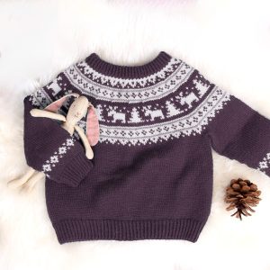 Stickad tröja Vinternatt - garnpaket i Bluum Pure Eco Baby Wool