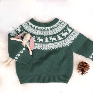 Stickad tröja Vinternatt - garnpaket i Bluum Pure Eco Baby Wool