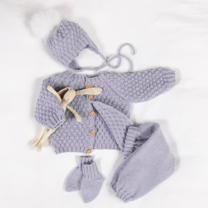 Stickat set Bebisset Bubblor - garnpaket i Bluum Pure Eco baby Wool