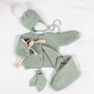 Stickat set Bebisset Bubblor - garnpaket i Bluum Pure Eco baby Wool