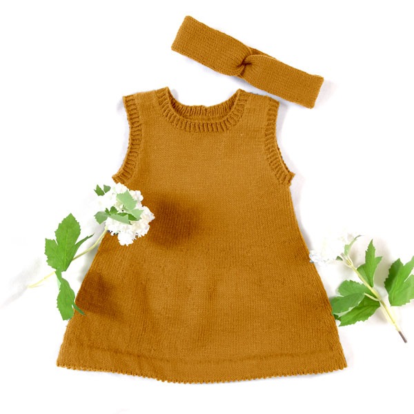 Stickad tunika med hårband - garnpaket i Bluum Soft Merino Ull