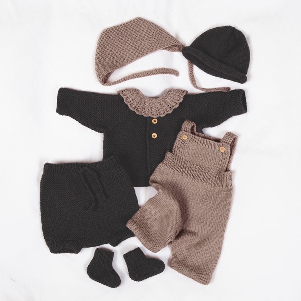 Stickat set Bebispaket Trille - garnpaket i Bluum Pure Eco Baby Wool