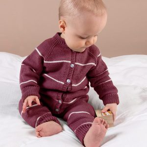 Stickad overall Vårränder - garnpaket i Bluum Soft Merino Ull