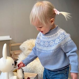 Stickad tröja Vinterdröm - garnpaket i Bluum Soft Merino Ull
