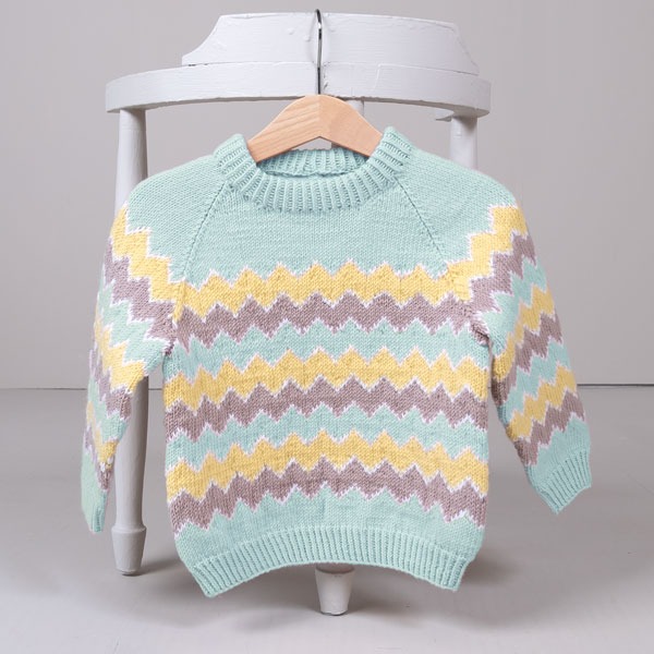 Stickad tröja Lollipop - garnpaket i Bluum Soft Merino Ull