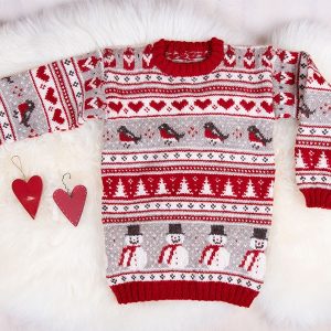 Stickat set Jultröja 4 frg med tomteluva - garnpaket i Bluum Soft Merino Ull