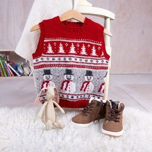 Stickad väst Julväst 4 frg - garnpaket i Bluum Soft Merino Ull