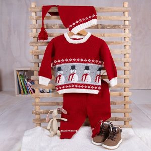 Stickningsset Snögubbe tröja m/byxor och tomteluva - garnpaket i Bluum Soft Merino Ull