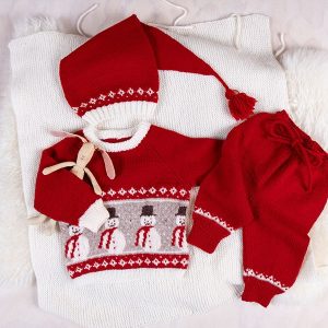 Stickningsset Snögubbe tröja m/byxor och tomteluva - garnpaket i Bluum Soft Merino Ull