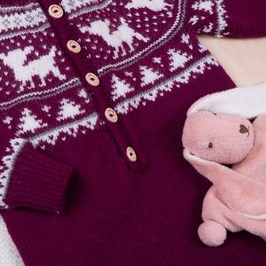 Stickad overall Bambi - garnpaket i Bluum Pure Eco Baby Wool