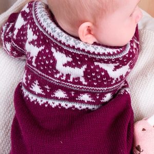Stickad overall Bambi - garnpaket i Bluum Pure Eco Baby Wool