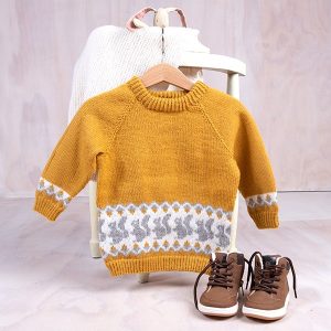 Stickad tröja Ekorre - garnpaket i Bluum Pure Eco Baby Wool