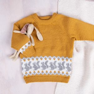 Stickad tröja Ekorre - garnpaket i Bluum Pure Eco Baby Wool