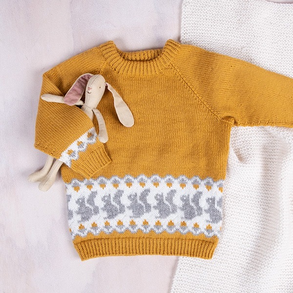 Stickad tröja Ekorre - garnpaket i Bluum Pure Eco Baby Wool