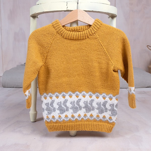 Bluum-stickad-trja-Ekorre-i-4-1.jpeg Stickad tröja Ekorre - garnpaket i Bluum Pure Eco Baby Wool