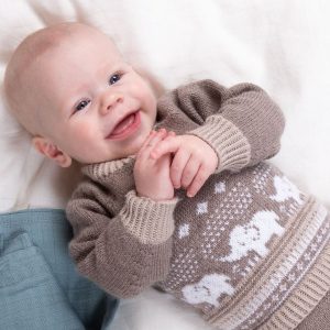 Stickad tröja Elefanterna badar - garnpaket i Bluum Soft Merino Ull