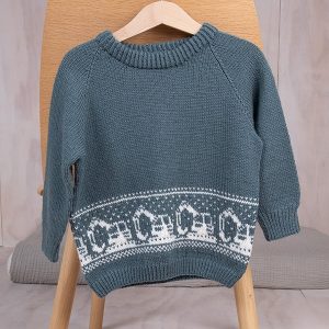Stickad tröja Grävmaskin - garnpaket i Bluum Pure Eco Baby Woo