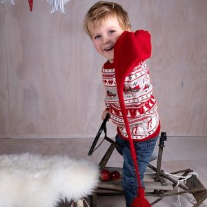 Stickat set Jultröja 4 frg med tomteluva - garnpaket i Bluum Soft Merino Ul