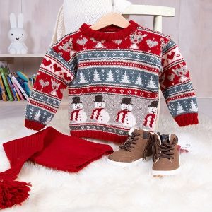 Stickat set Jultröja 5 frg med tomteluva - garnpaket i Bluum Soft Merino Ul
