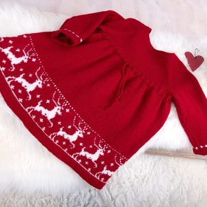 Stickat set Renklänning och tomteluva - garnpaket i Bluum Pure Eco Baby Woo