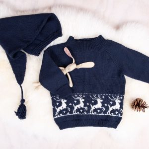 Stickat set Rentröja med tomteluva - garnpaket i Bluum Pure Eco Baby Woo