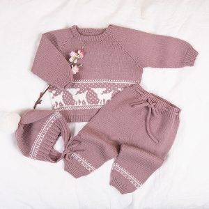 Stickat set Bambi - garnpaket i Bluum Pure Eco Baby Woo
