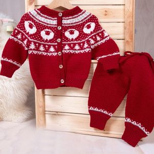 Stickat set Lammet kofta och byxa - garnpaket i Bluum Pure Eco Baby Woo