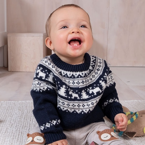 Stickat set Vinternatt-tröja med tomteluva Koksgrå - garnpaket i Bluum Pure Eco Baby Wool