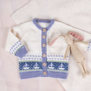 Stickat set Segelbåtar kofta och byxa - garnpaket i Bluum Soft Merino Ul