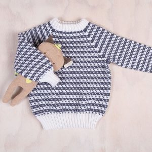 Stickat set Oskar-tröja och mössa - garnpaket i Bluum Soft Merino Ul