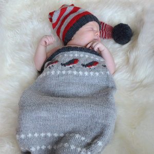 Stickad Myspåse Domherre och Tomteluva - garnpaket i Bluum Pure Eco Baby Wool