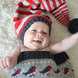 Stickad Myspåse Domherre och Tomteluva - garnpaket i Bluum Pure Eco Baby Wool
