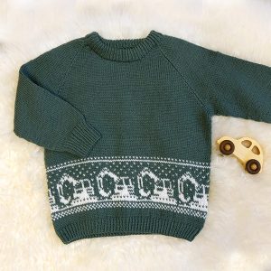 Stickad tröja Grävmaskin - garnpaket i Bluum Pure Eco Baby Wool