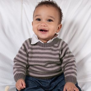 Stickad Tröja m/ränder - garnpaket i Bluum Soft Merino Ul