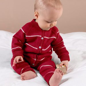 Stickad overall Vårränder - garnpaket i Bluum Soft Merino Ul