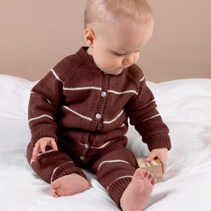 Stickad overall Vårränder - garnpaket i Bluum Soft Merino Ul