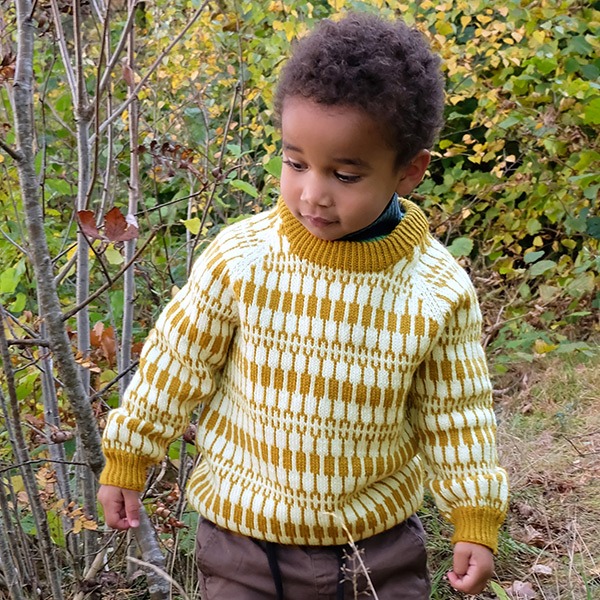 Stickat set tröja Lärka och mössa - garnpaket i Bluum Pure Eco Baby Wool