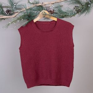 Stickad väst Robin til dam - garnpaket i Bluum Soft Merino Ul