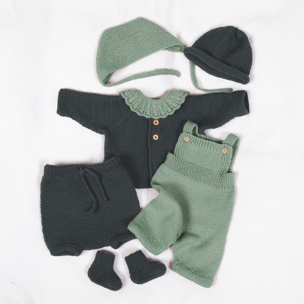 Stickat set Bebispaket Trille - garnpaket i Bluum Pure Eco Baby Wool